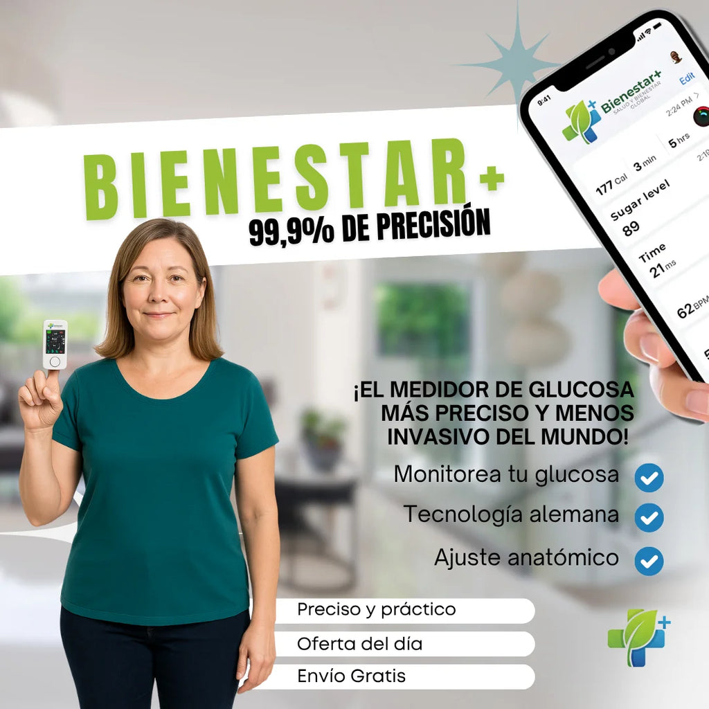 Monitor de Glucosa y Salud No Invasivo (Sin Pinchazos) - Bienestar+